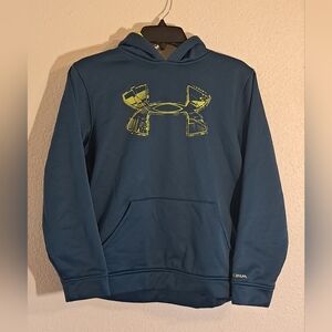 Under Armour Boys Size 14/16 Teal Hoodie with Yellow Logo
